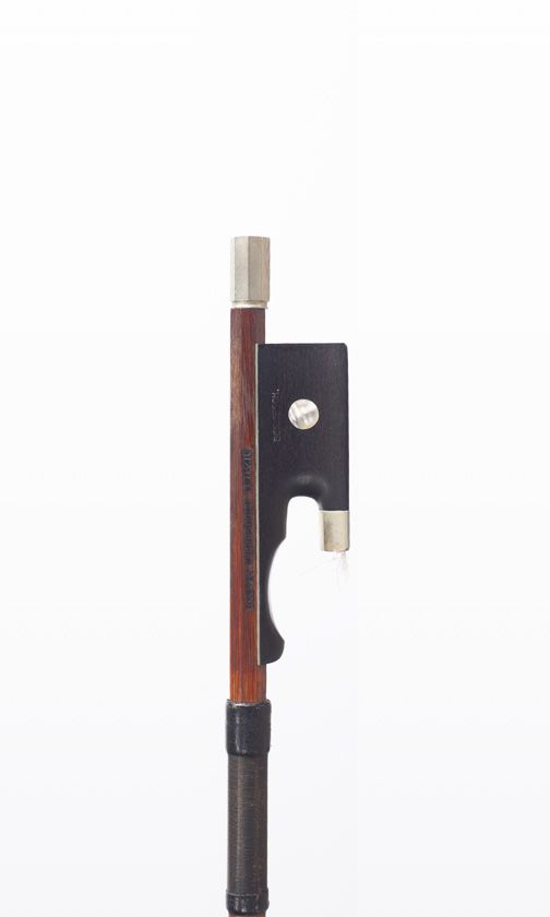 A nickel-mounted violin bow by Gustav Wunderlich, Leipzig