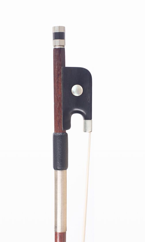 A nickel-mounted cello bow by Charles Bazin, Mirecourt, circa 1910