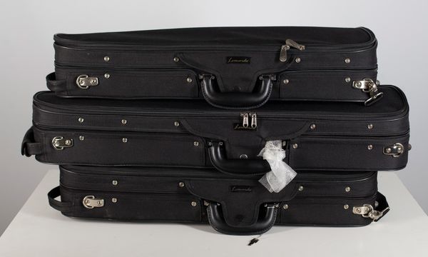 A full size violin case and two half size violin cases branded Leonardo