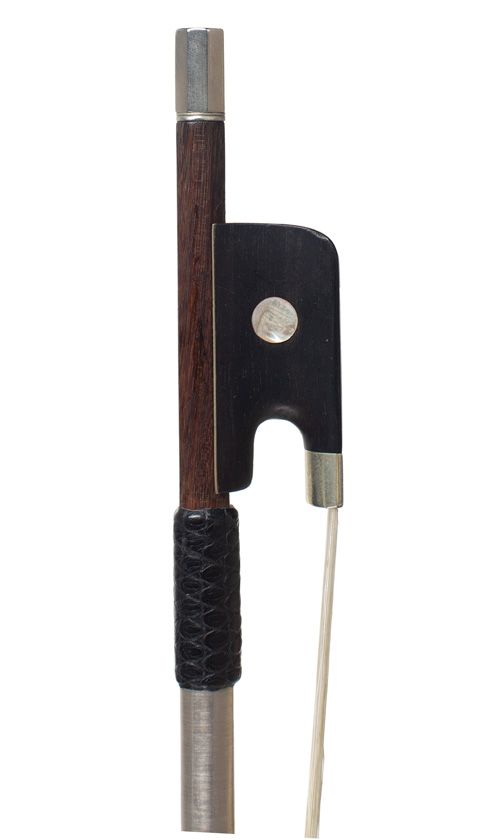 A nickel-mounted cello bow, unstamped