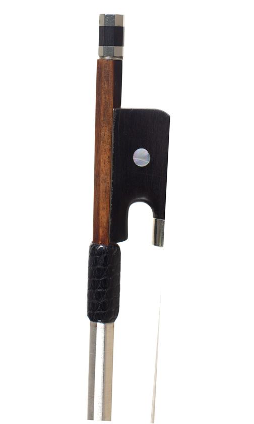 A nickel-mounted viola bow, unstamped