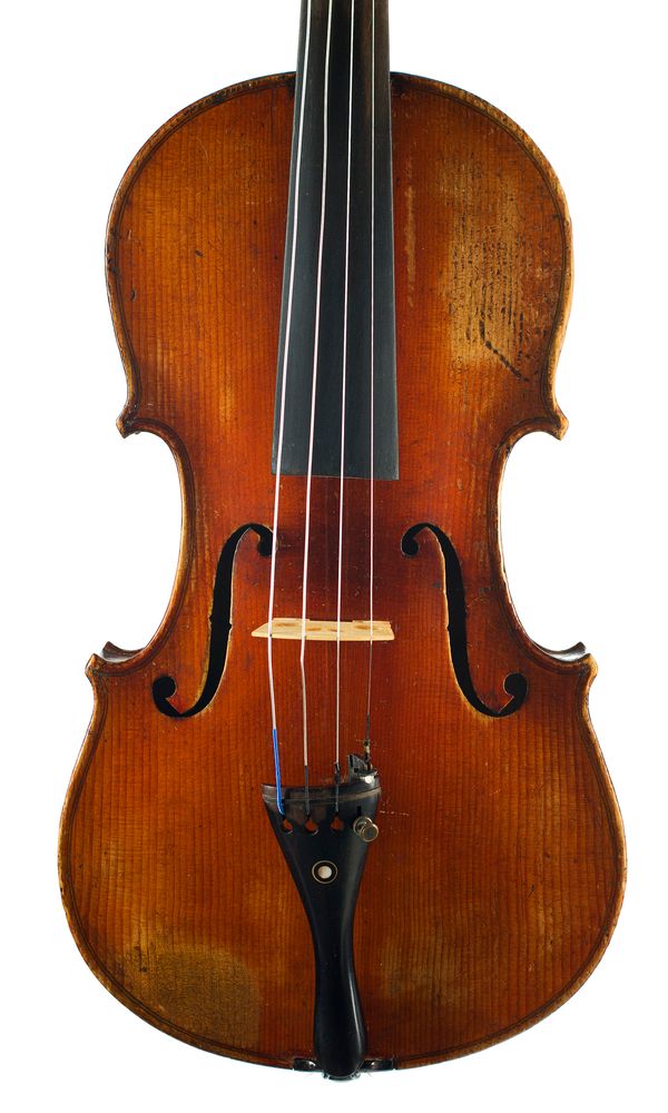 A violin, labelled Joseph Antonius Rogga