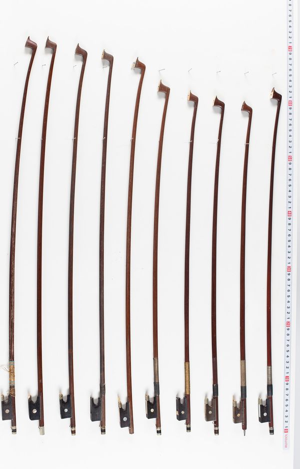 Fourteen violin bows, various lengths