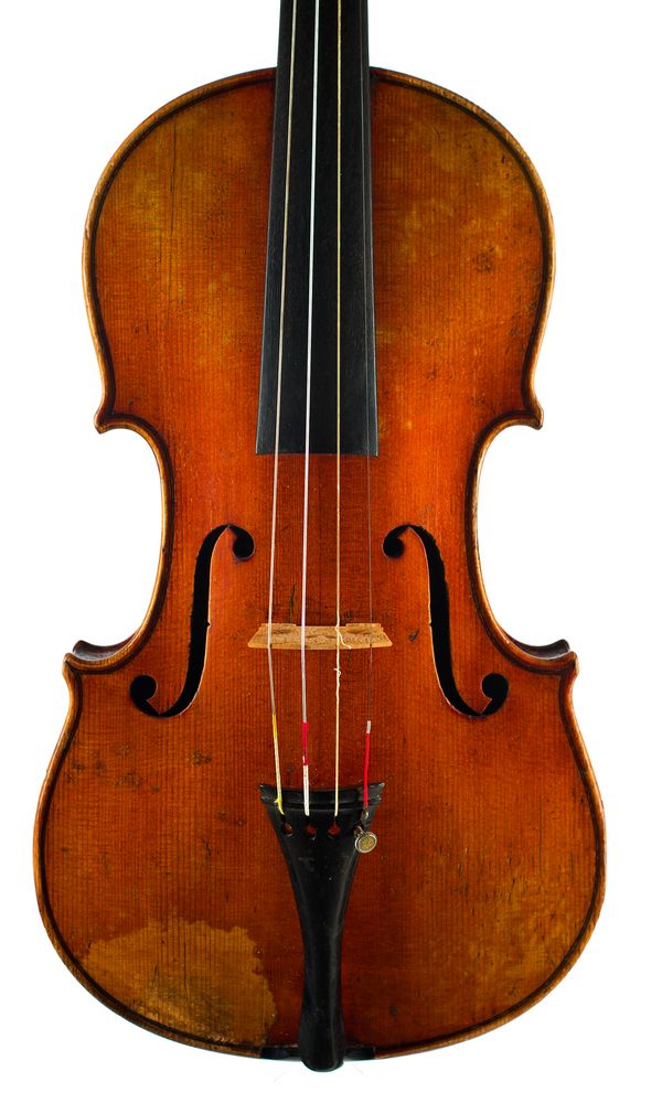 A violin, labelled Stowasser J.
