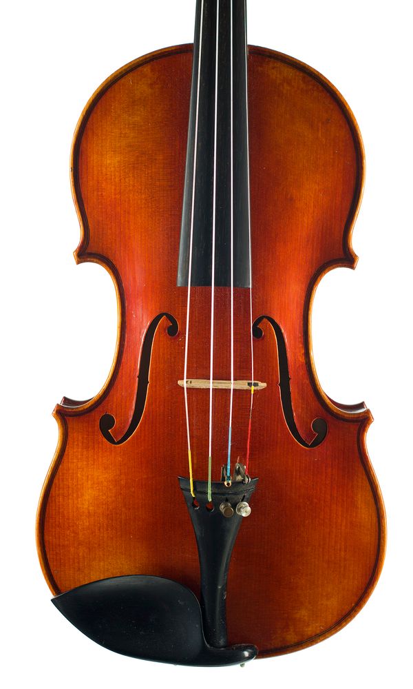 A violin, inscribed M. Bourguignon