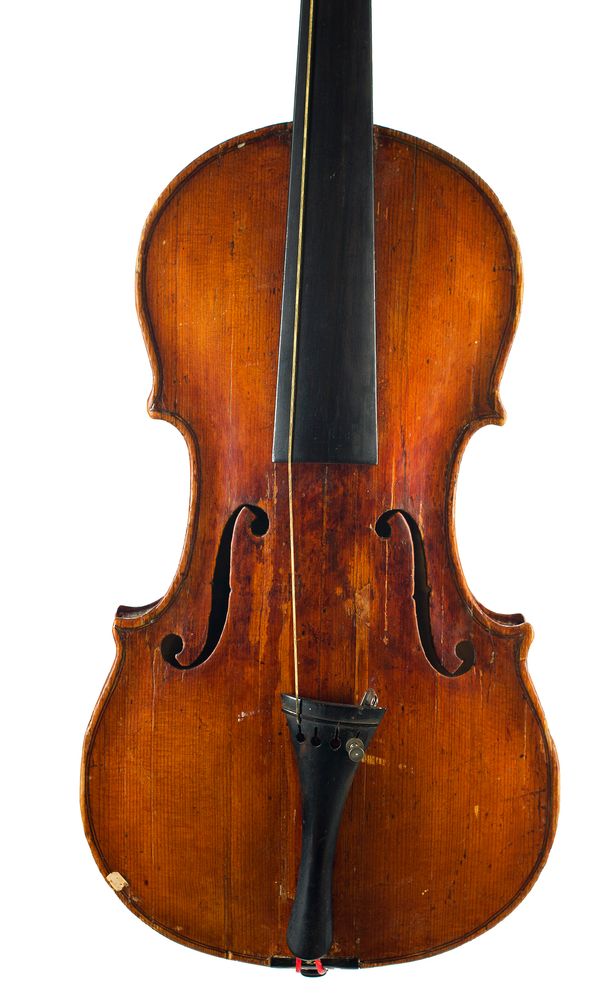 A violin, labelled Angelus de Topani