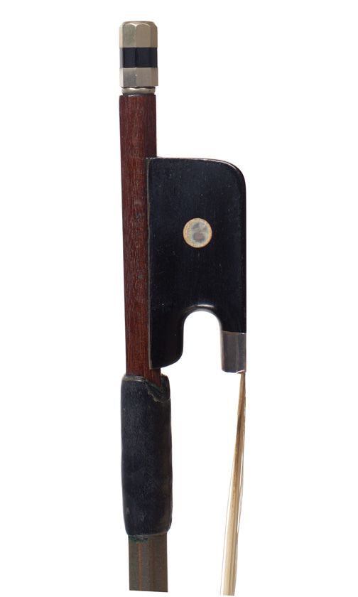 A silver-mounted cello bow, stamped Albin Hums