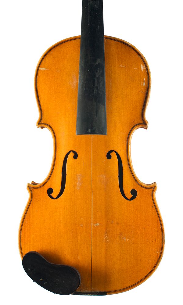 A violin, labelled Meinel & Herold