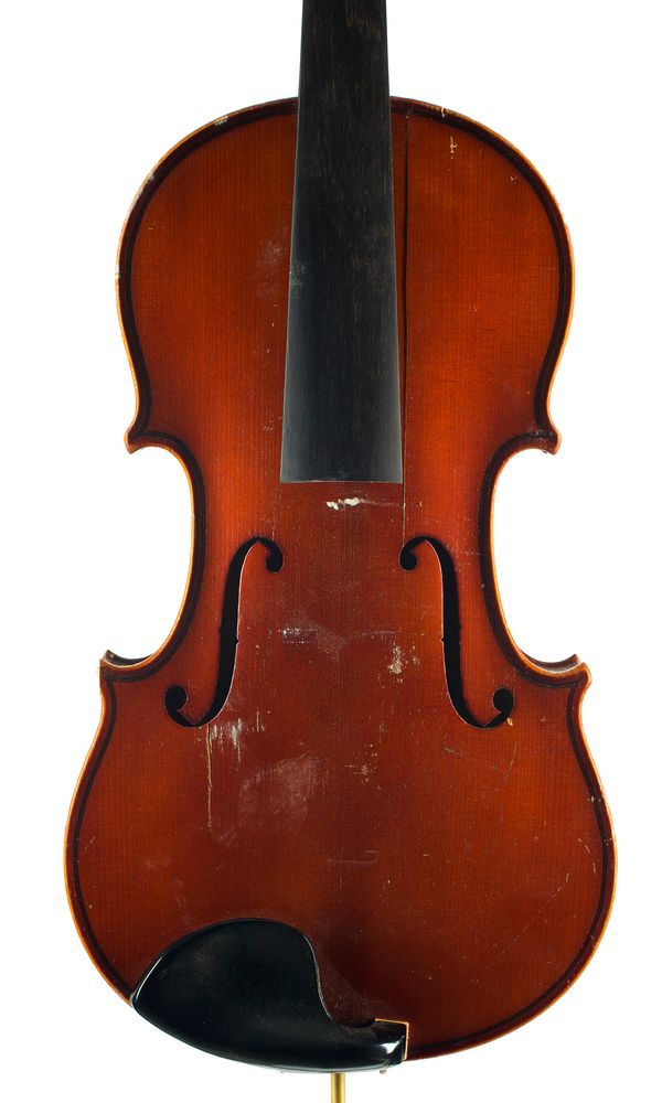 A violin, labelled Carl Reinhard Fecit