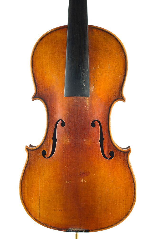 A violin, labelled Nicolaus Amatus