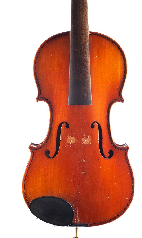 A three-quarter sized violin, labelled Mansuy