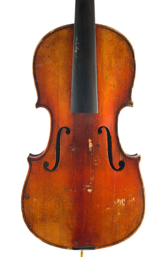 A violin, labelled Antonius Stradivarius Cremonensis