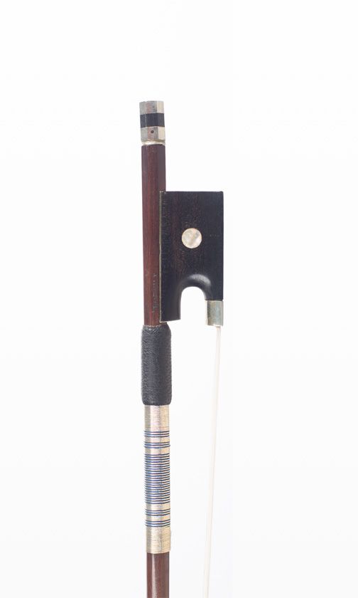 A nickel-mounted violin bow, School of Etienne Pajeot, Mirecourt, circa 1840