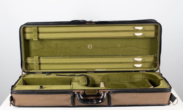 A Gordge viola case with a J. & A. Beare tag
