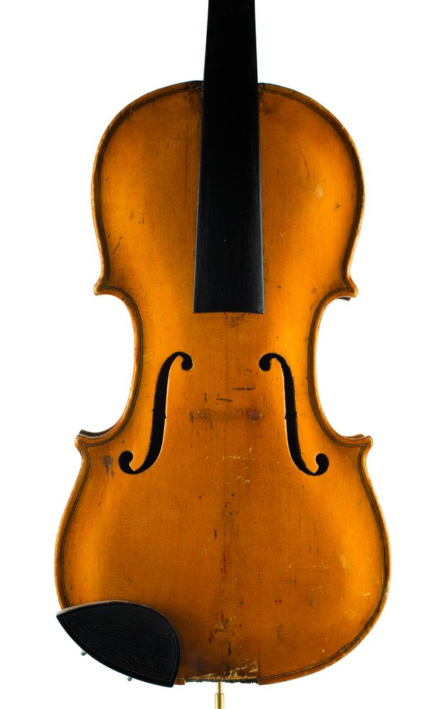 A violin, labelled Model of Jacob Stainer