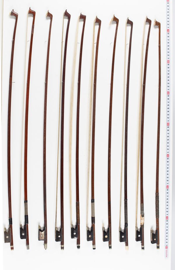 Twenty violin bows, various lengths