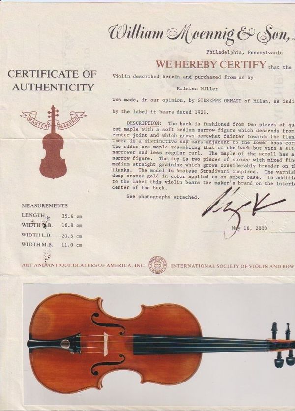 A violin ascribed to Giuseppe Ornati, Milan, 1921 - Photo 5
