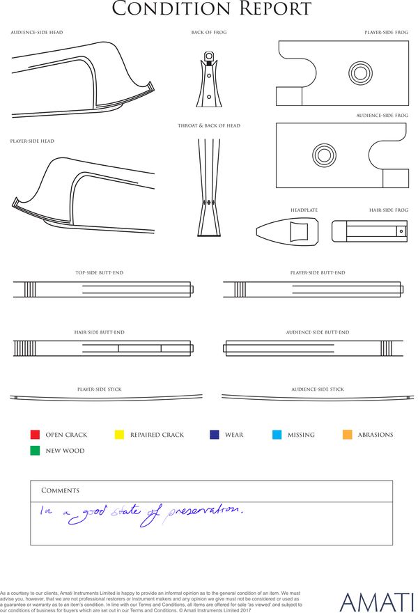 A silver-mounted violin bow by Rudolf Neudorfer - condition report