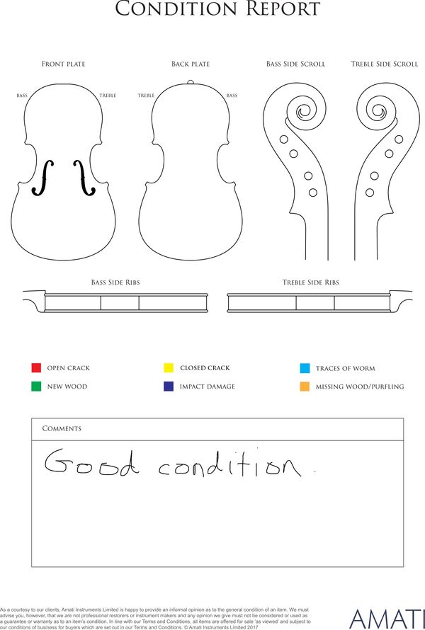A child's violin, unlabelled - condition report
