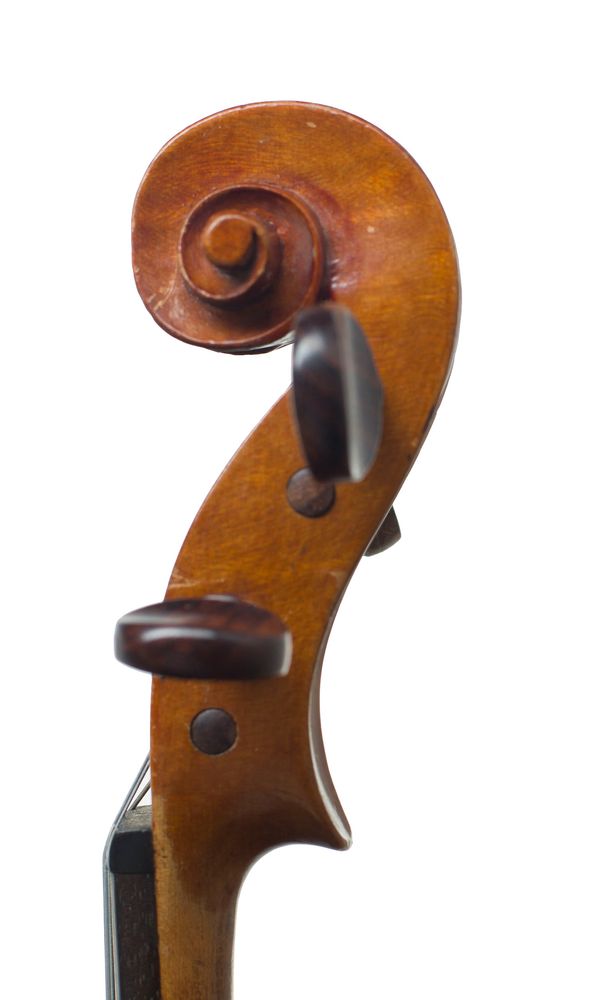 A child's violin, unlabelled - scroll