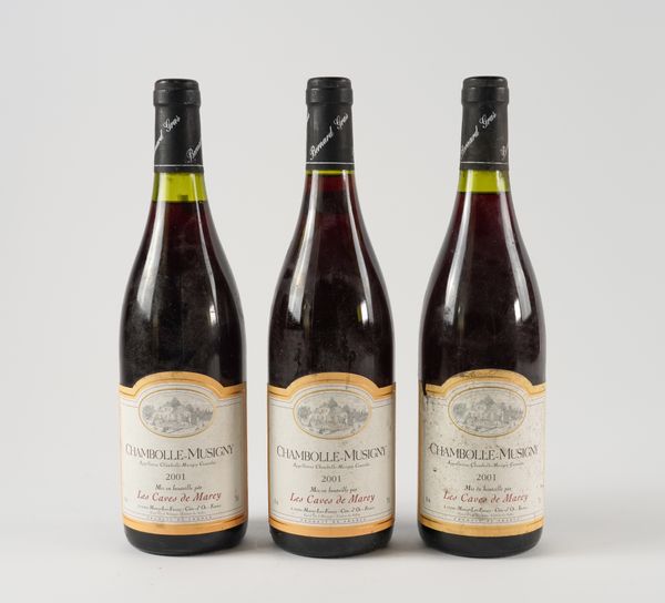 THREE BOTTLES OF CHAMBOLLE MUSIGNY LES CAVES DE MAREY 2001 (3)