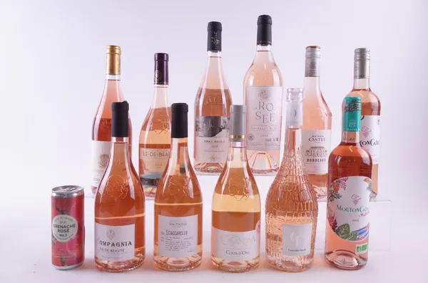 11 BOTTLES AND 1 CAN FRENCH ROSÉ WINE