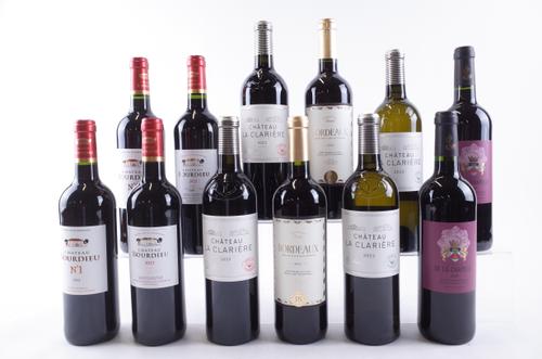 TEN BOTTLES RED AND TWO WHITE BORDEAUX
