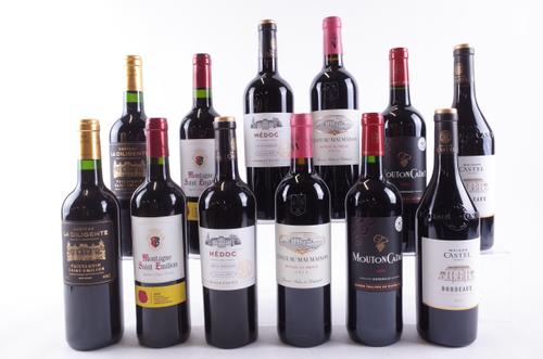 TWELVE BOTTLES RED BORDEAUX