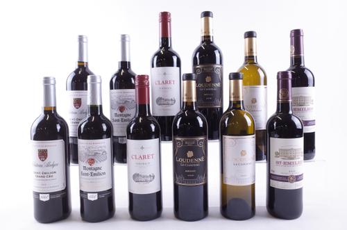 TEN BOTTLES RED AND TWO WHITE BORDEAUX