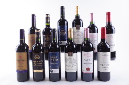 TWELVE BOTTLES RED BORDEAUX