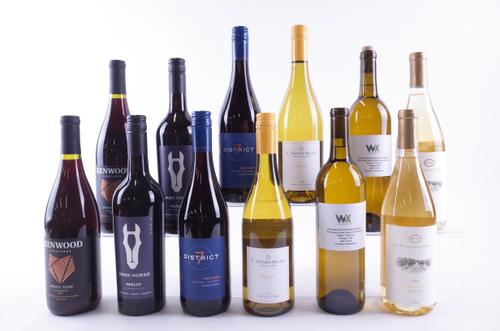 SIX BOTTLES AMERICAN RED AND SIX WHITE WINE