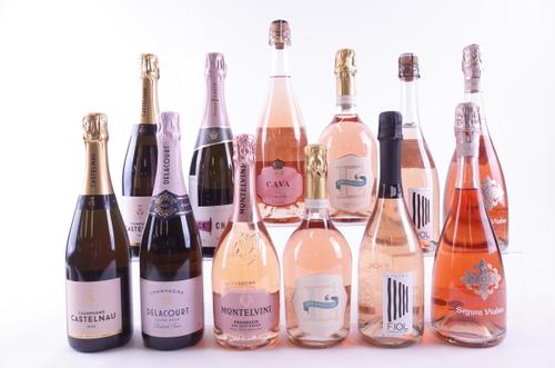 THREE BOTTLES ROSÉ CHAMPAGNE AND NINE BOTTLES ROSÉ SPARKLING WINE