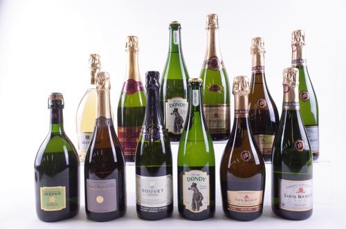 THREE BOTTLES CHAMPAGNE AND NINE BOTTLES FRENCH SPARKLING WINE