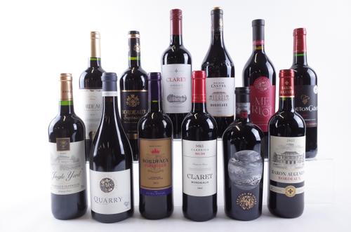 TWELVE BOTTLES RED BORDEAUX