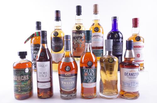 NINE BOTTLES WHISKY, TWO BRANDY AND ONE RUM