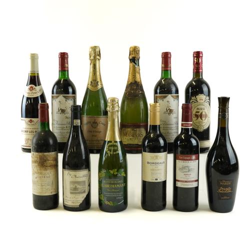 NINE BOTTLES RED, ONE CHAMPAGNE AND TWO SPARKLING WINE (12)