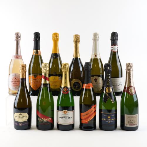 FOUR BOTTLES CHAMPAGNE AND EIGHT SPARKLING WINE (12)