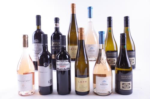 FIVE BOTTLES WHITE, FOUR RED AND THREE ROSÉ WINE
