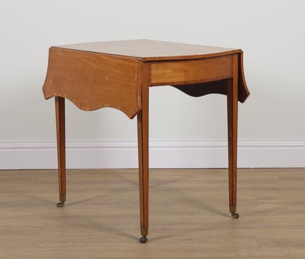 A GEORGE III SATINWOOD BUTTERFLY DROP FLAP PEMBROKE TABLE