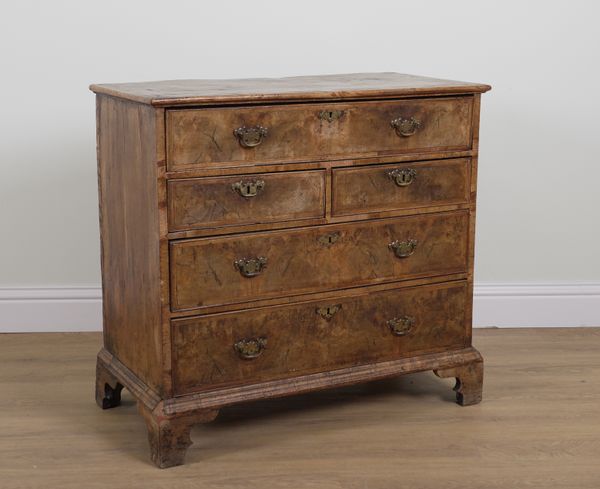 A GEORGE II FIGURED WALNUT SECRETAIRE CHEST