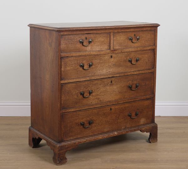 A GEORGE III MAHOGANY FIVE DRAWER CHEST