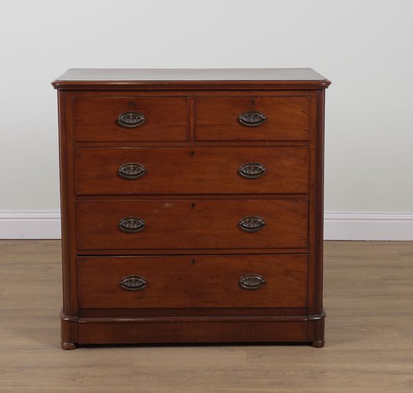 A VICTORIAN MAHOGANY FIVE DRAWER CHEST