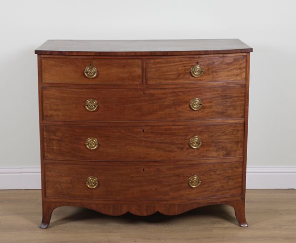 A GEORGE III MAHOGANY BOWFRONT FIVE DRAWER CHEST