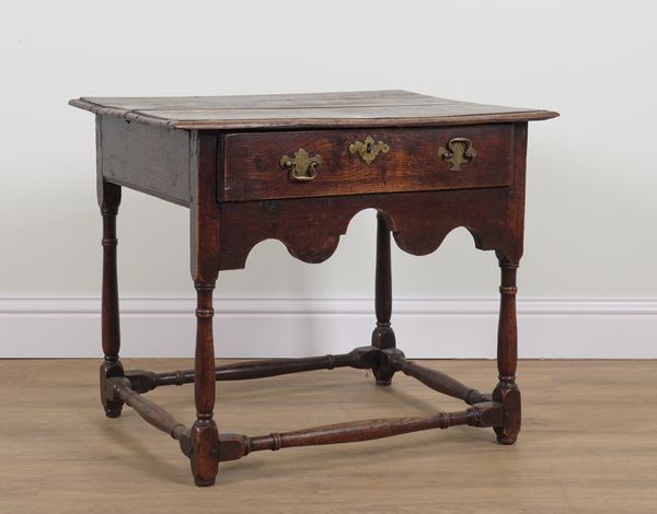 A 17TH CENTURY OAK SINGLE DRAWER SIDE TABLE