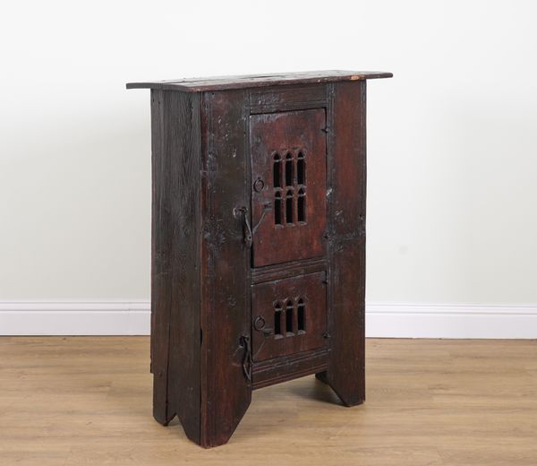 A 16TH CENTURY STYLE OAK AUMBRY