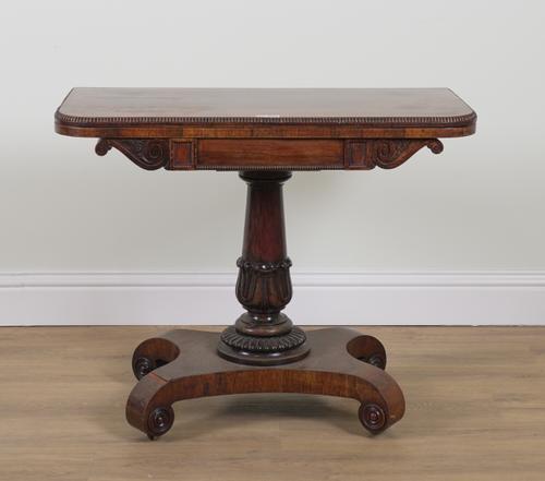 A REGENCY ROSEWOOD FOLDOVER CARD TABLE