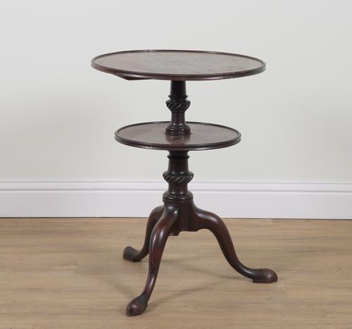 AN 18TH CENTURY AND LATER TWO TIER MAHOGANY DUMBWAITER