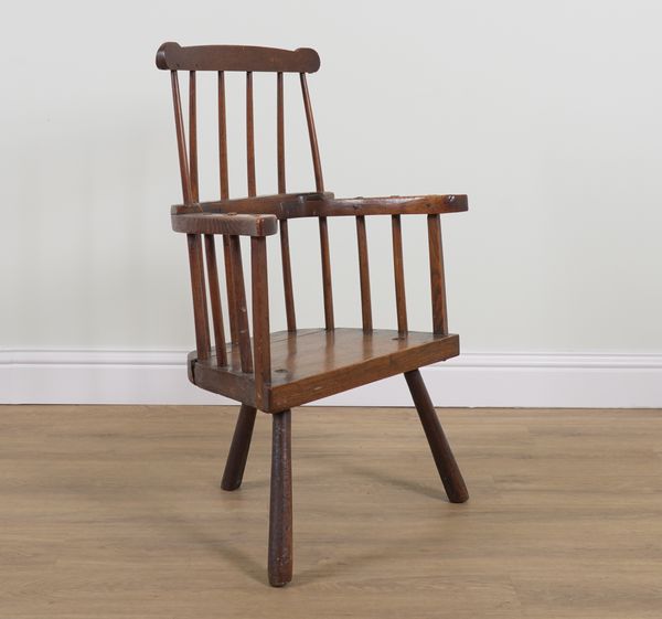 A GEORGE III ASH COMB BACK CHAIR