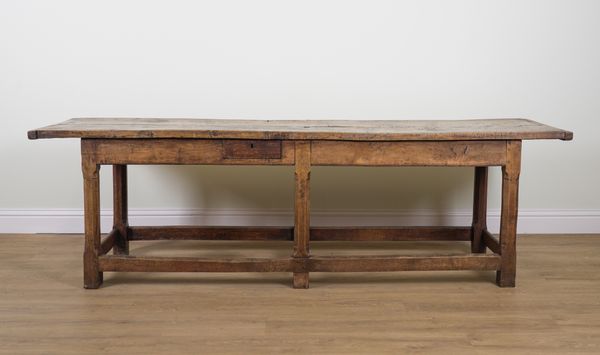 AN OAK TWIN PLANK TOP CONSOLE TABLE