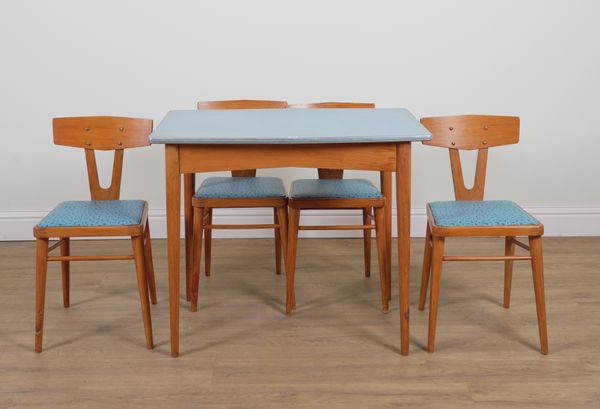 A MID 20TH CENTURY STAINED BEECH KITCHEN TABLE (5)